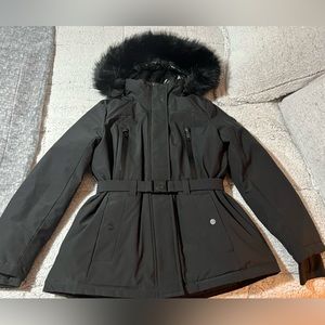 MICHAEL Michael Kors Black Utility Parka with Faux Fur Hood